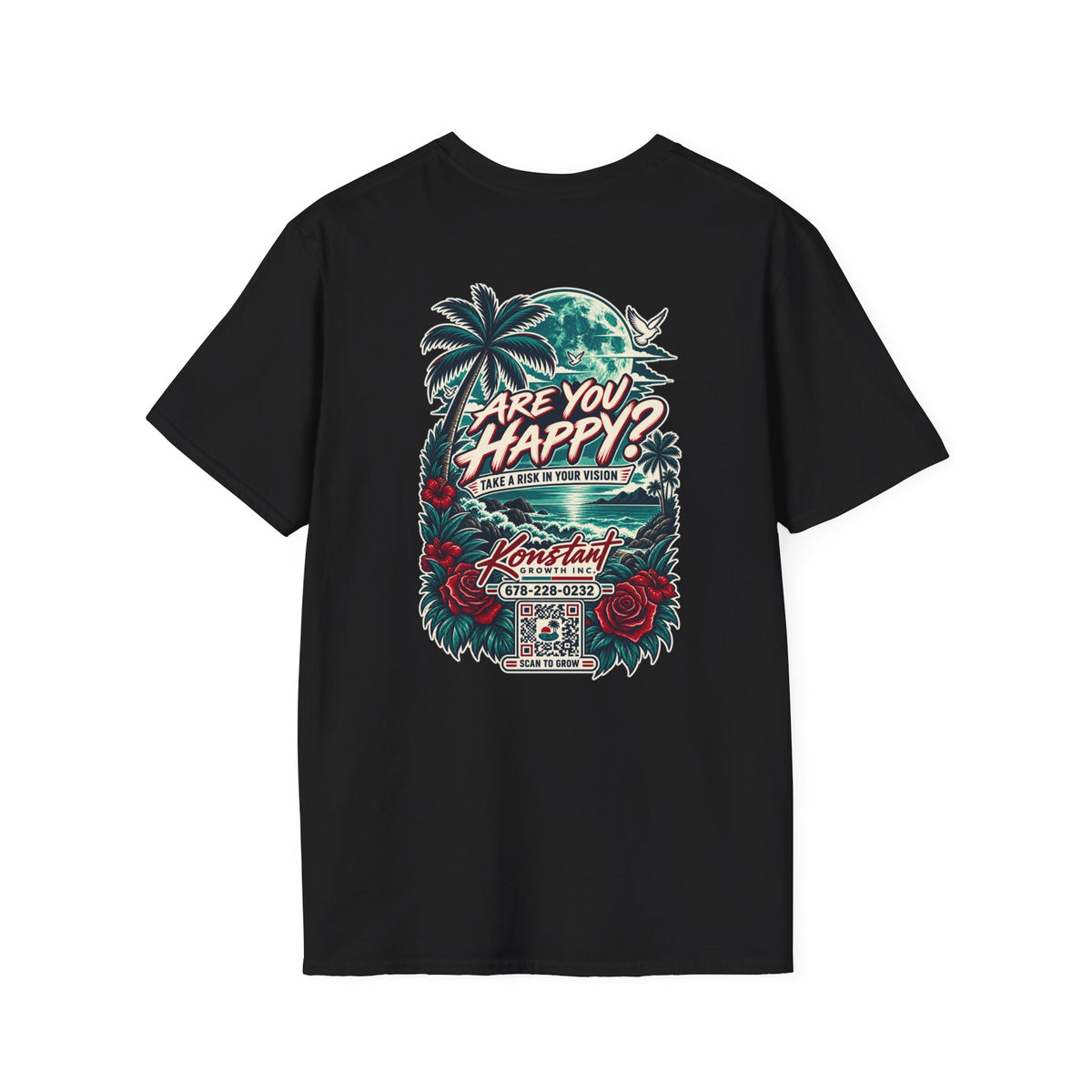 Are You Happy? Graphic T-Shirt — Konstant Growth Retro Tropical Design