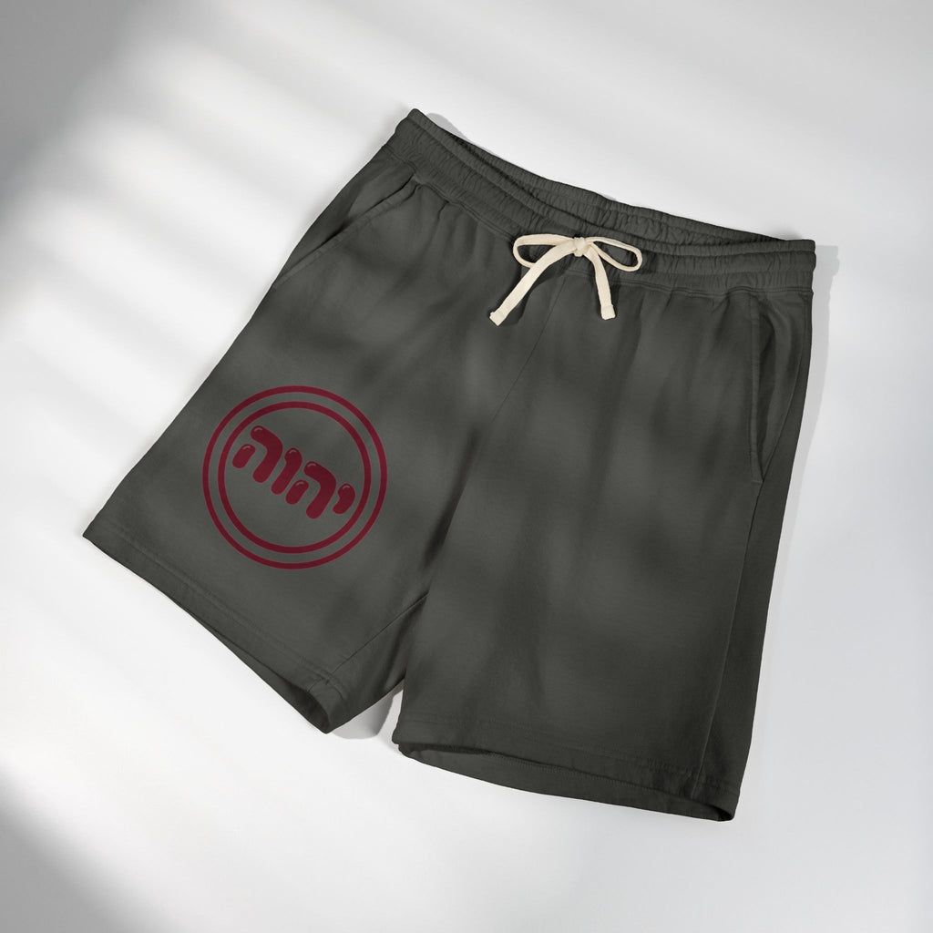 Wealth Health Happiness Sweat Shorts | Hebrew Tetragram Circle Logo