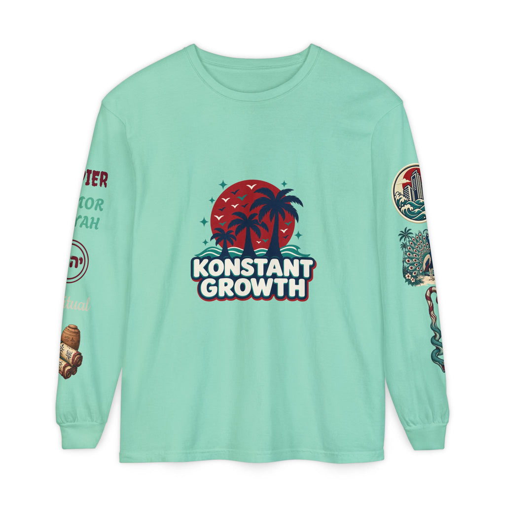 Long Sleeve Tee — "Konstant Growth" Spiritual Palm & Burning Bush Graphic