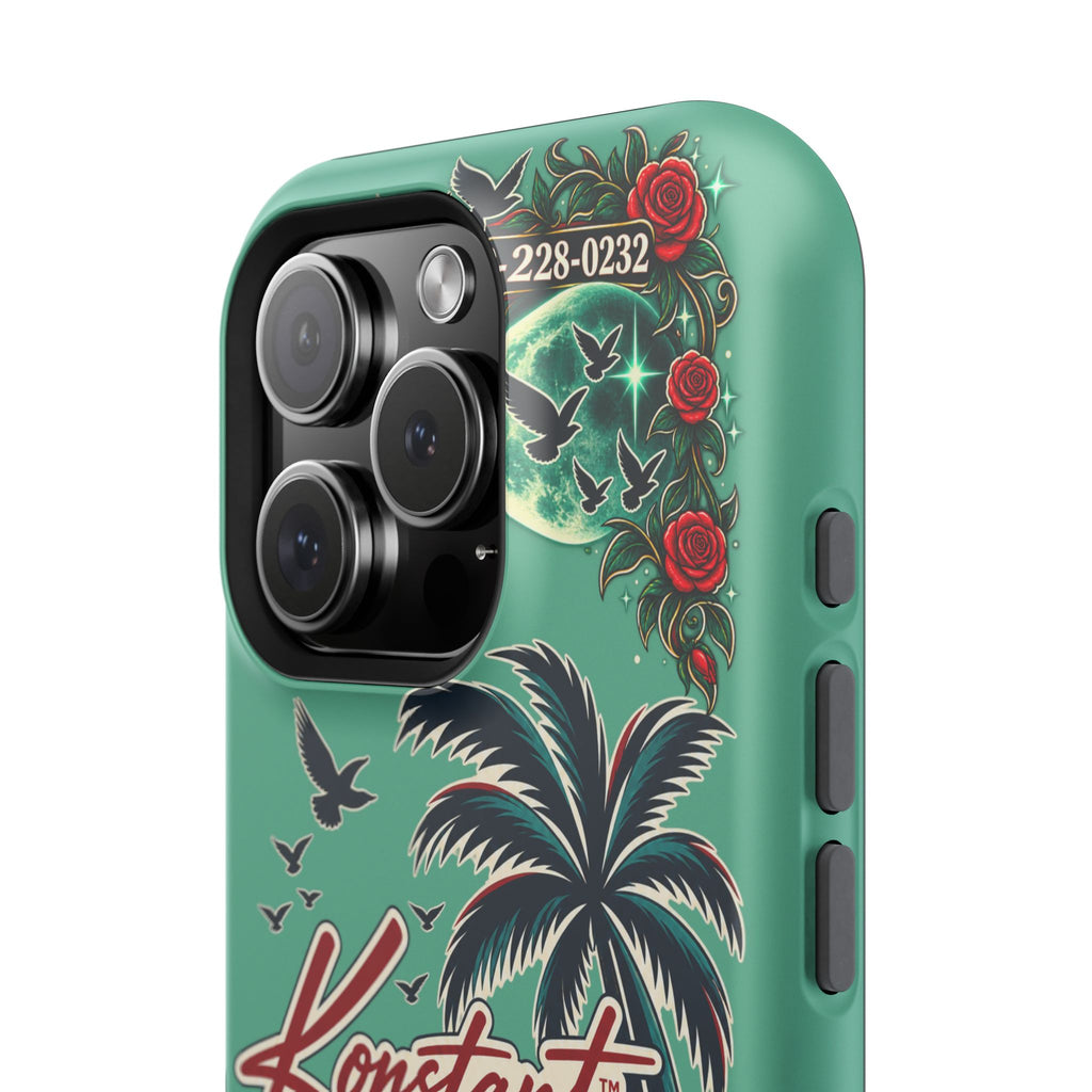 Tropical Palm Impact Phone Case — "Konstant Growth Inc." Retro Sunset Floral Design