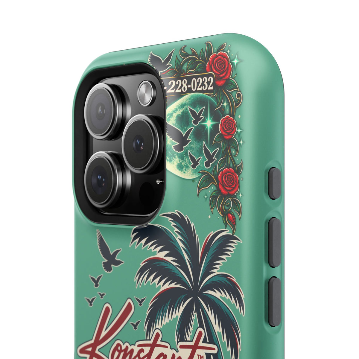 Tropical Palm Impact Phone Case — "Konstant Growth Inc." Retro Sunset Floral Design