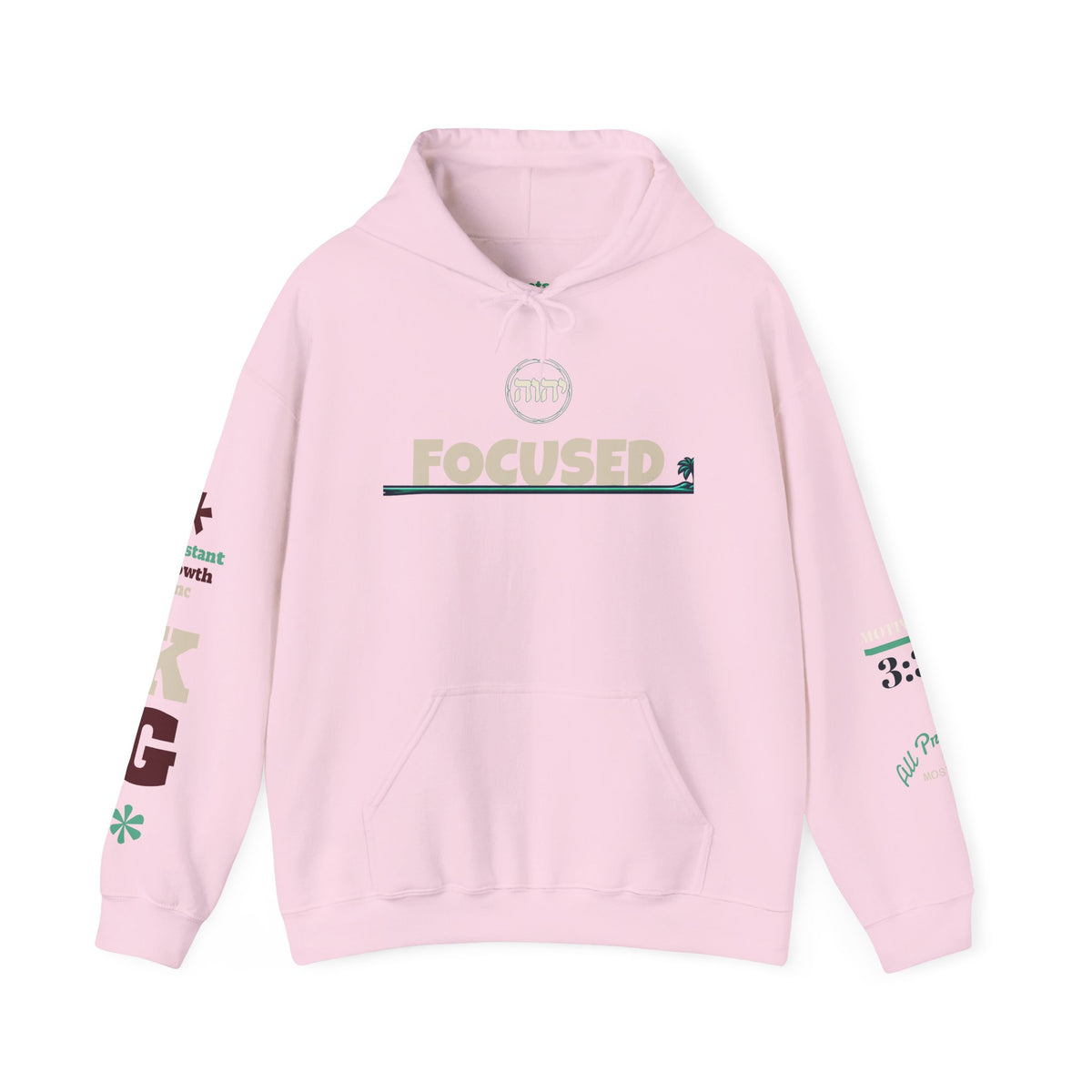 Focused Hoodie — Retro Sunset Palm Beach Graphic Hooded Sweatshirt Printify