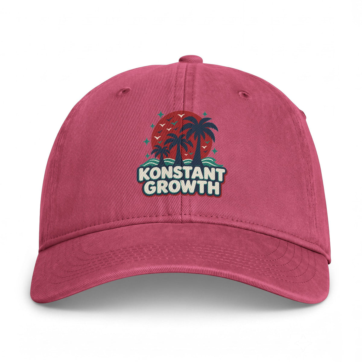 Coastal Washed Cap — 'Konstant Growth' Vintage Palm Beach Hat Printify