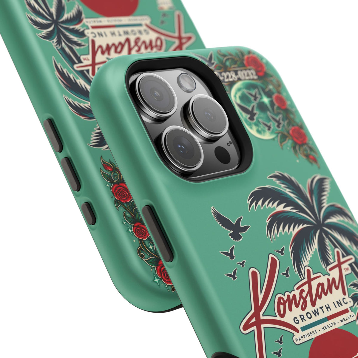 Tropical Palm Impact Phone Case — "Konstant Growth Inc." Retro Sunset Floral Design