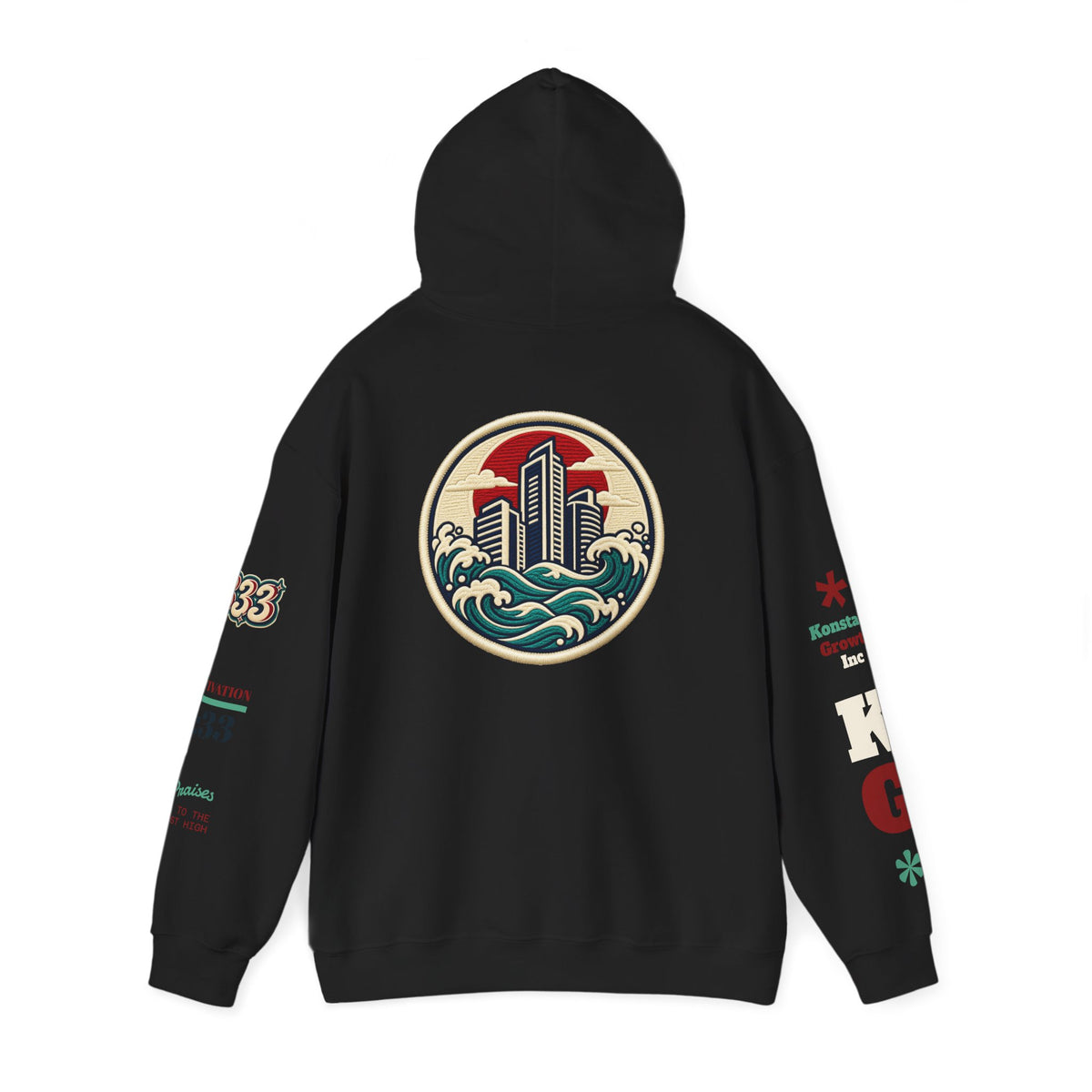 Build Cityscape Hoodie — Vintage Surf-Inspired 'BUILD' Graphic Pullover