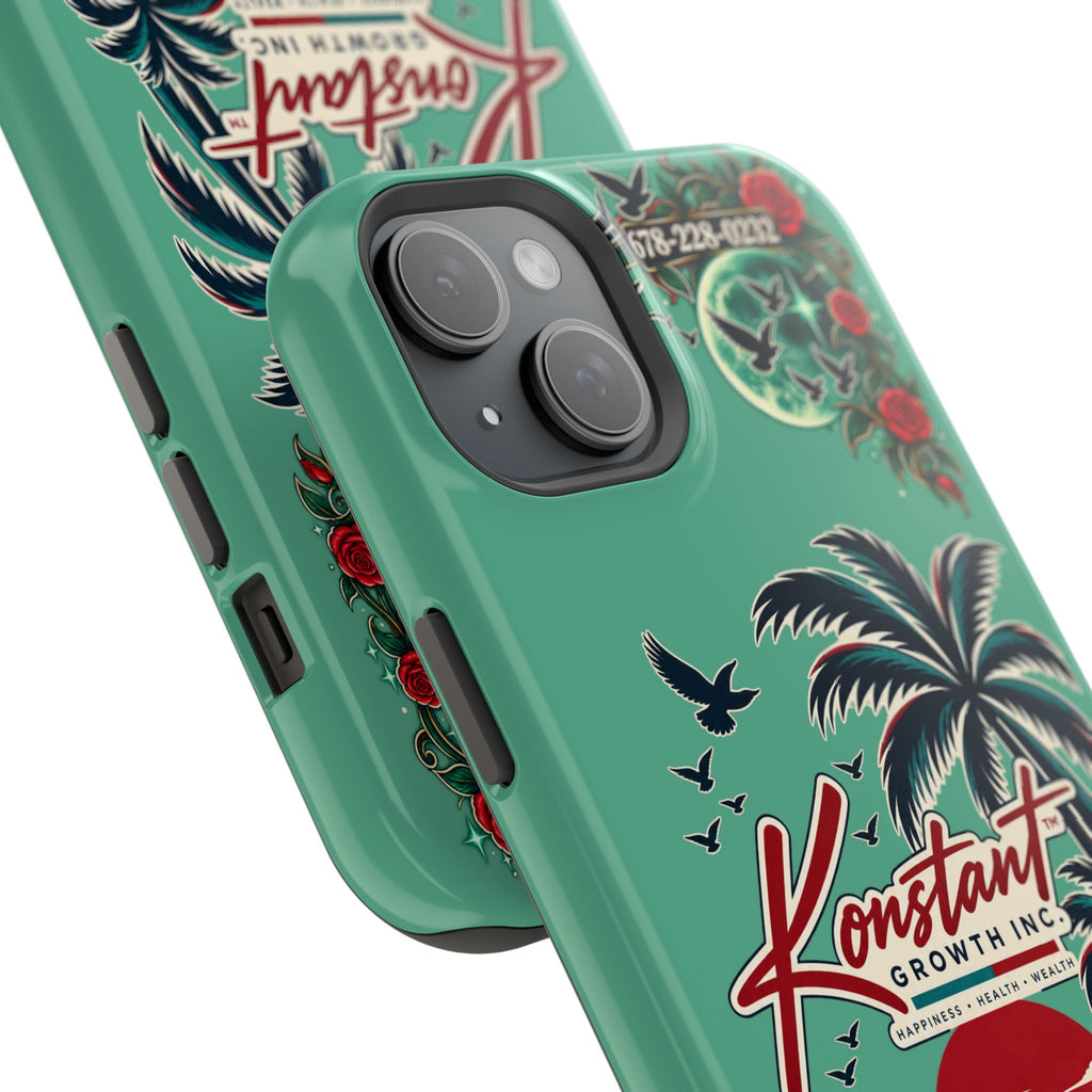 Tropical Palm Impact Phone Case — "Konstant Growth Inc." Retro Sunset Floral Design