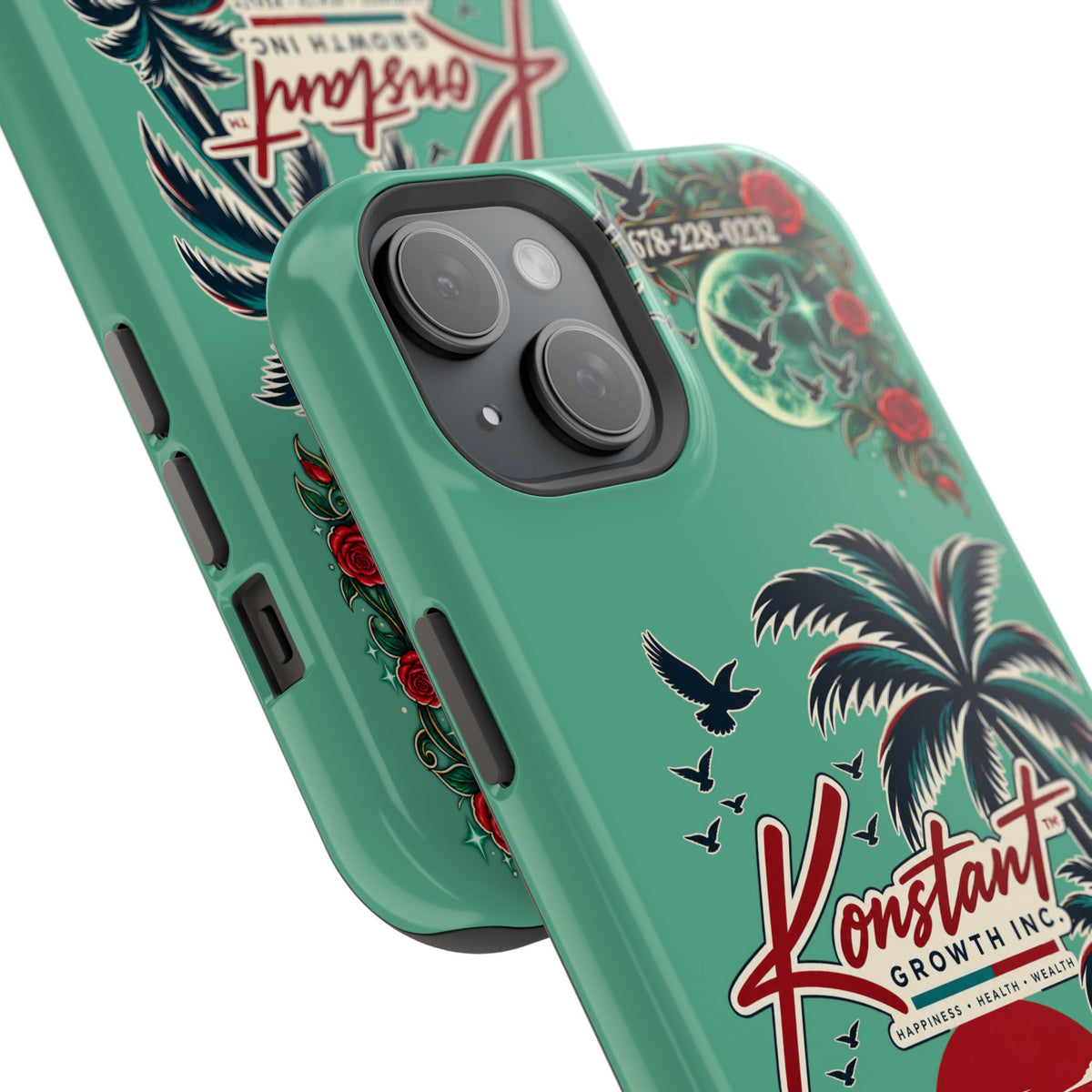 Tropical Palm Impact Phone Case — "Konstant Growth Inc." Retro Sunset Floral Design