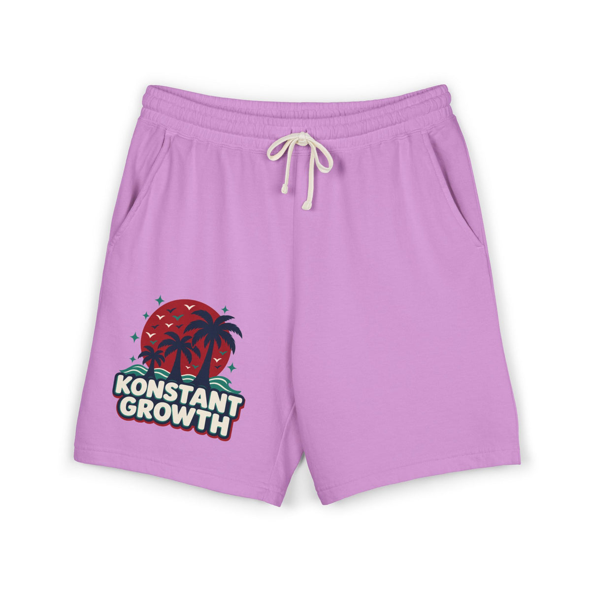 Konstant Growth Palm & Peacock Sweat Shorts — Garment-Dyed Lightweight Fleece Printify