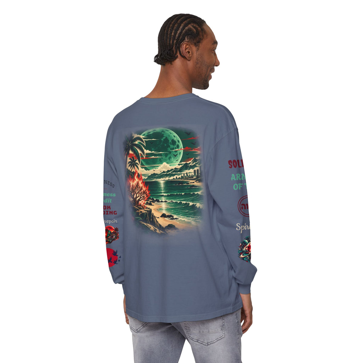 Konstant Growth Inc. Long Sleeve Tee — Tropical Moon Beach Graphic