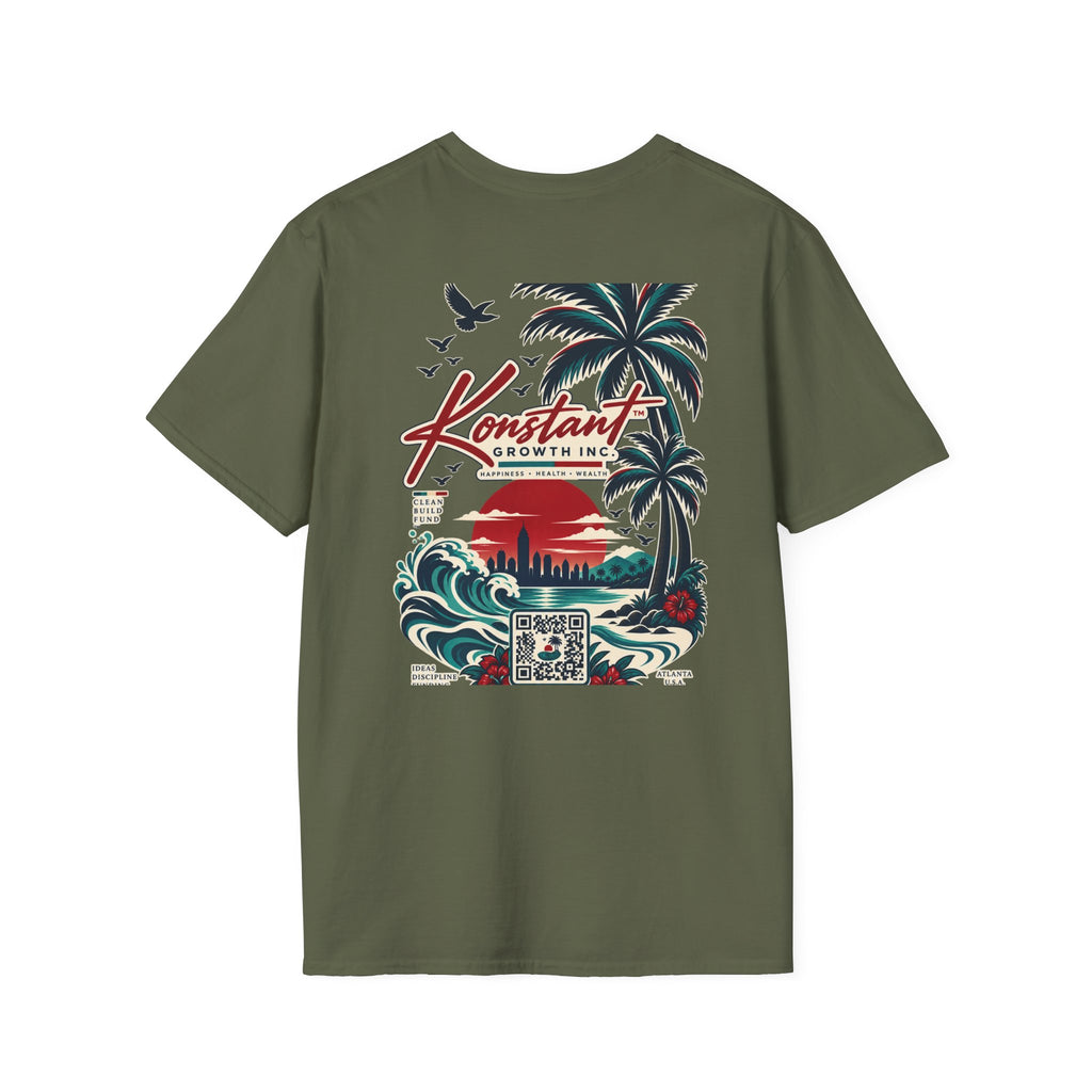 Konstant Growth Beach Graphic T-Shirt — Retro Palm Sunset Surf Design