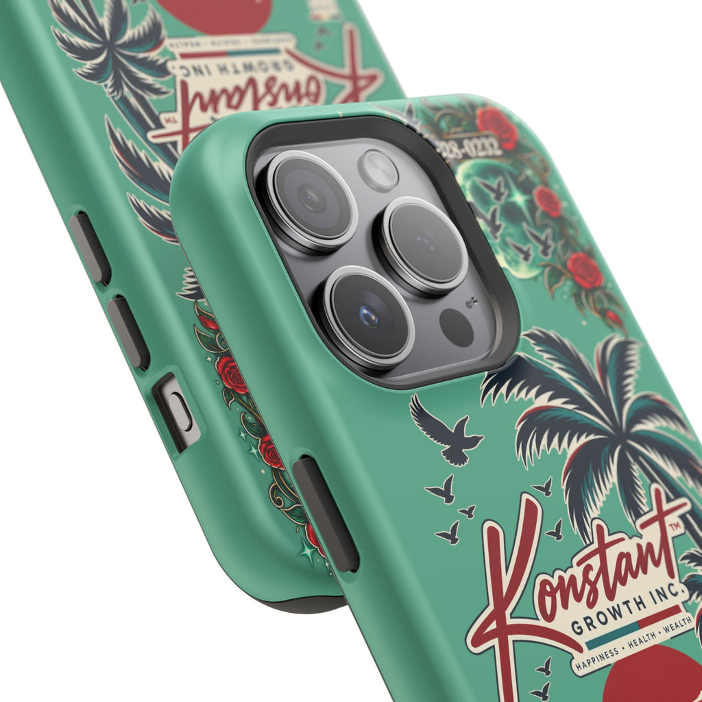 Tropical Palm Impact Phone Case — "Konstant Growth Inc." Retro Sunset Floral Design