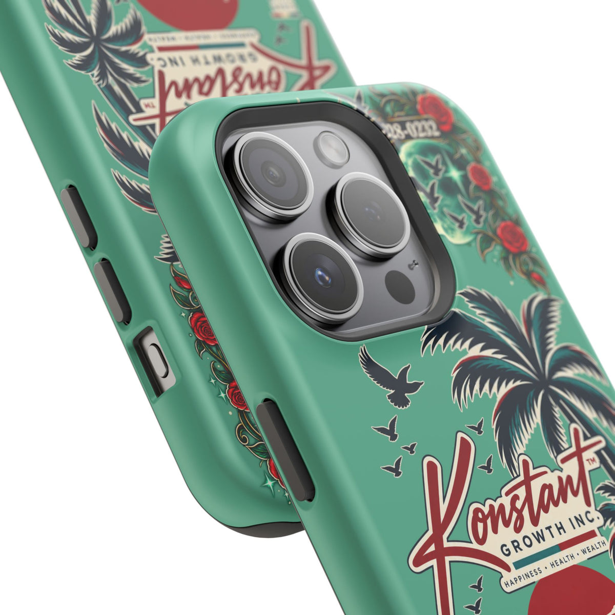Tropical Palm Impact Phone Case — "Konstant Growth Inc." Retro Sunset Floral Design