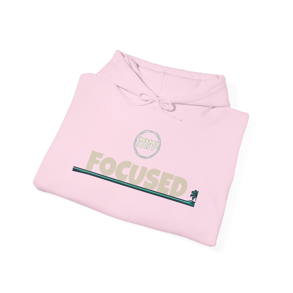 Focused Hoodie — Retro Sunset Palm Beach Graphic Hooded Sweatshirt