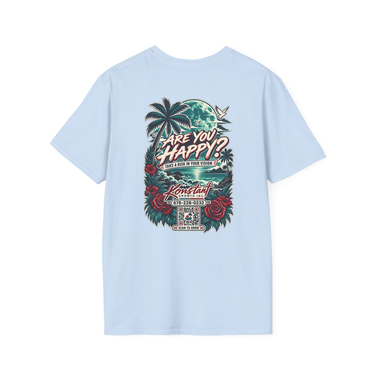 Are You Happy? Graphic T-Shirt — Konstant Growth Retro Tropical Design