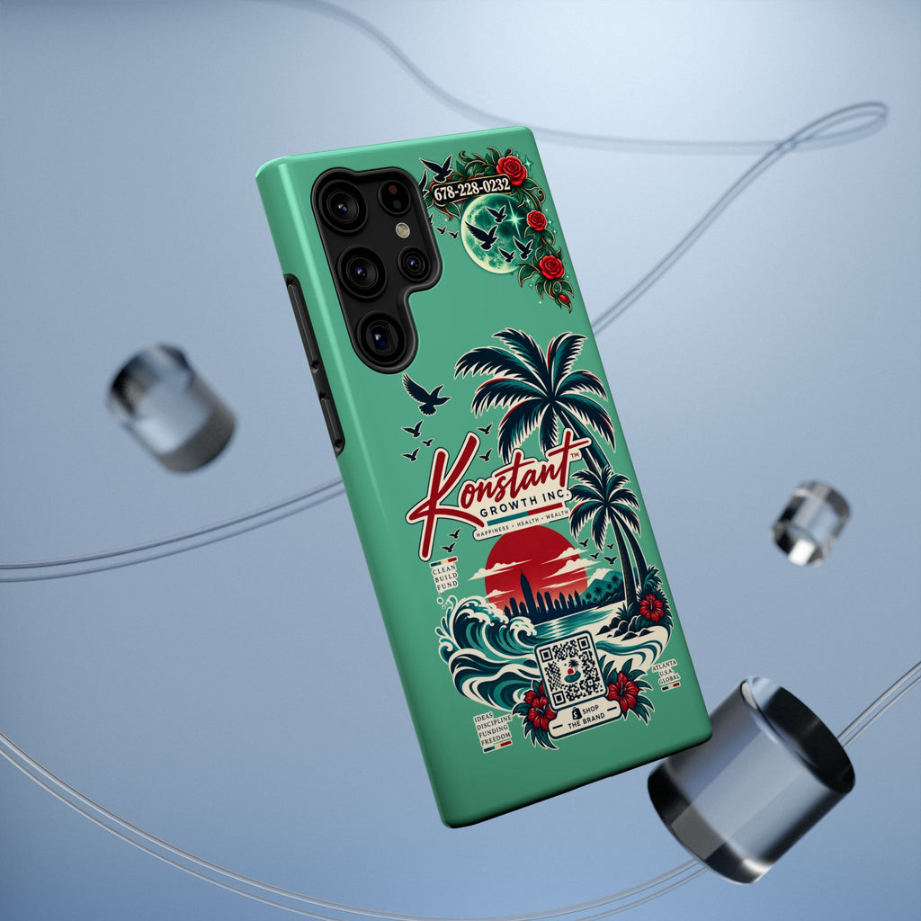 Tropical Palm Impact Phone Case — "Konstant Growth Inc." Retro Sunset Floral Design