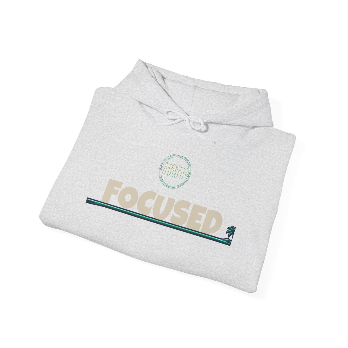 Focused Hoodie — Retro Sunset Palm Beach Graphic Hooded Sweatshirt