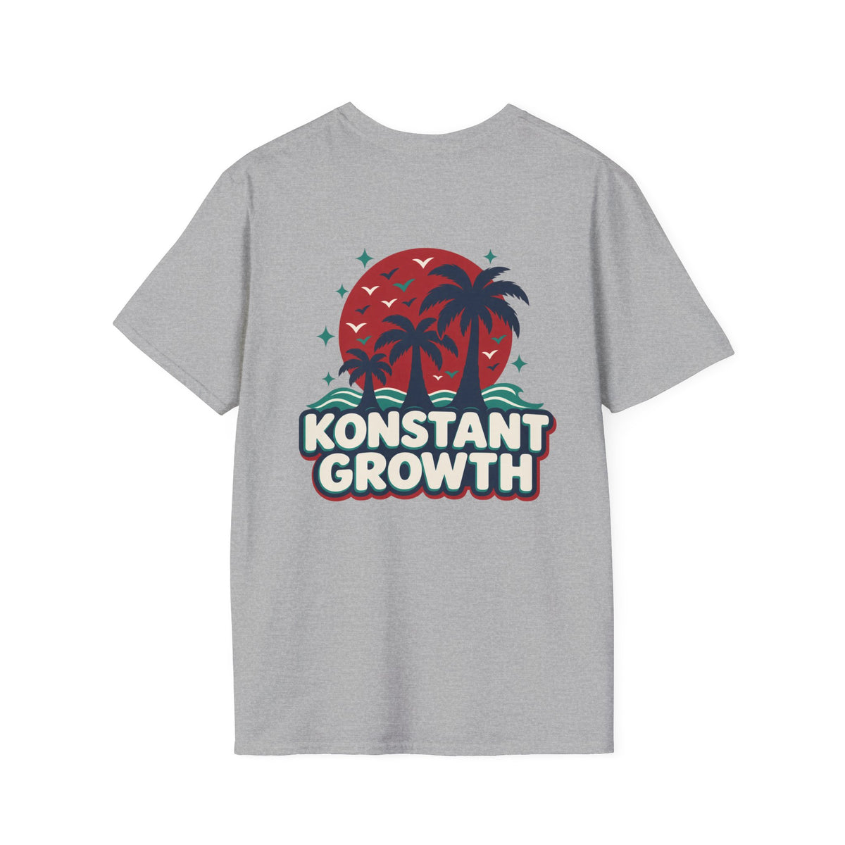 Konstant Growth T-Shirt — Retro Palm Sunset Design Printify