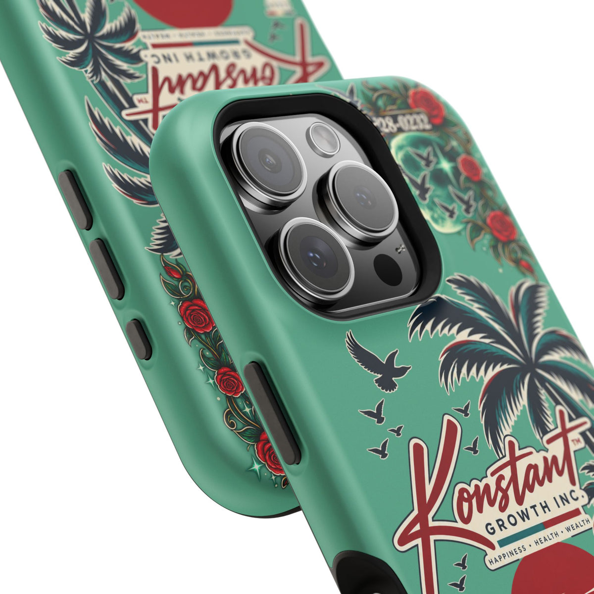Tropical Palm Impact Phone Case — "Konstant Growth Inc." Retro Sunset Floral Design