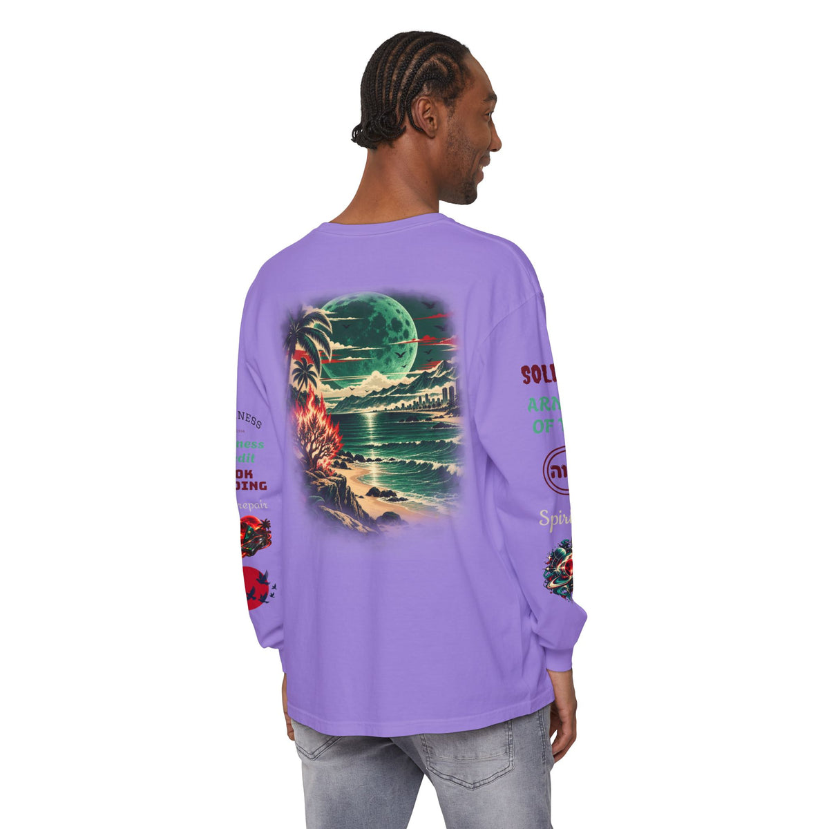 Konstant Growth Inc. Long Sleeve Tee — Tropical Moon Beach Graphic
