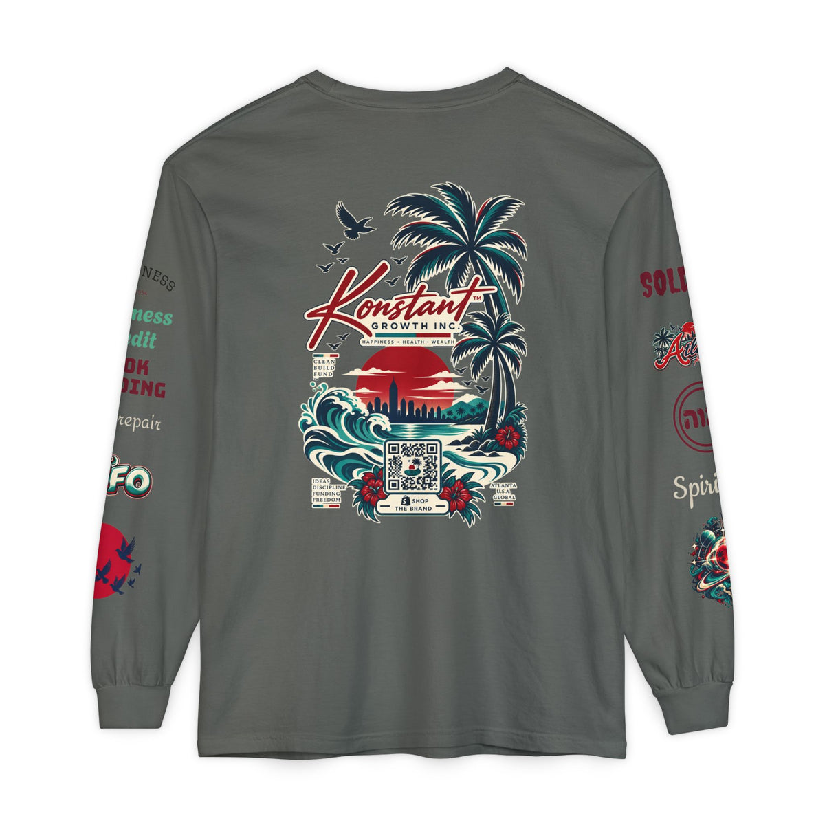 Konstant Growth Long Sleeve T-Shirt — Tropical Palm Surf Graphic Printify
