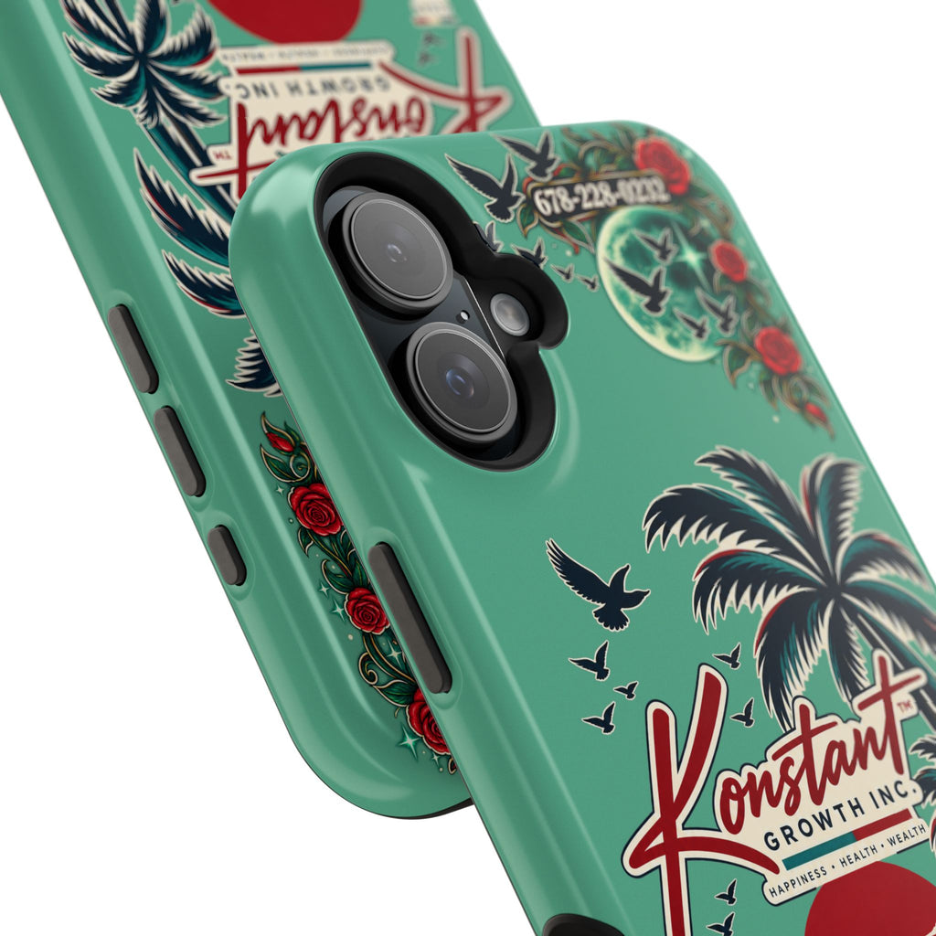Tropical Palm Impact Phone Case — "Konstant Growth Inc." Retro Sunset Floral Design