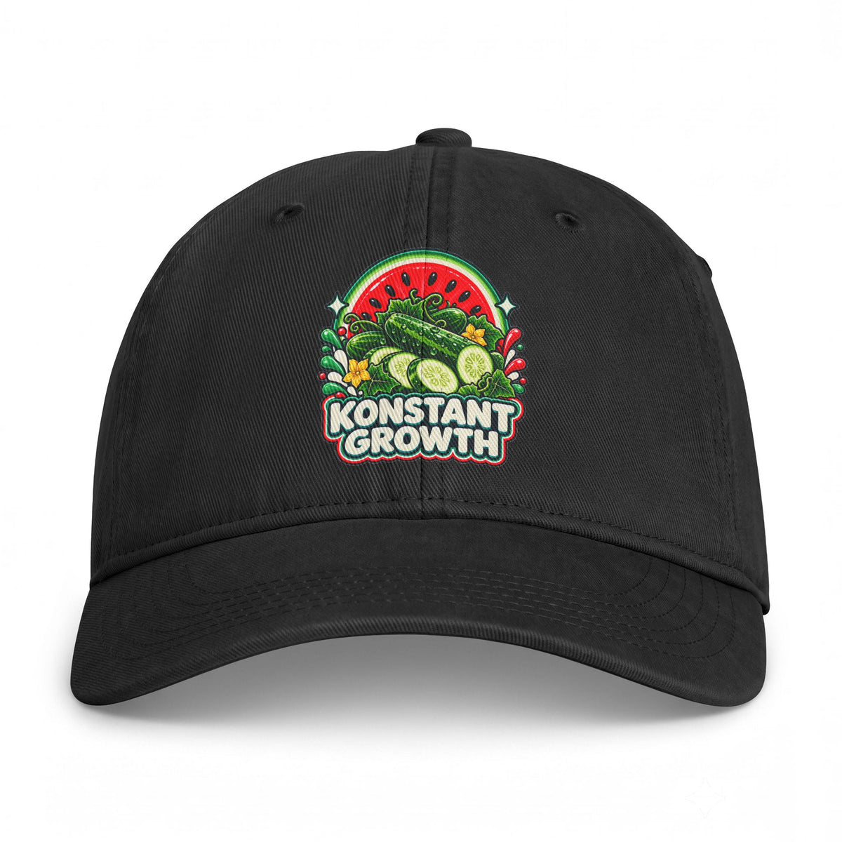 Embroidered 'Konstant Growth' Fruit Patch Cap — Washed Coastal Dad Hat Printify