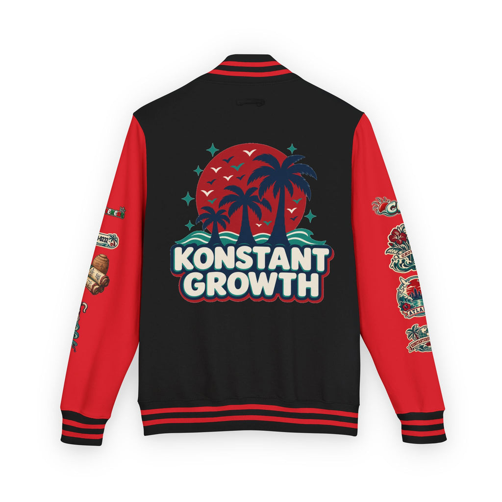 Letterman Jacket — "Konstant Growth" Palm Graphic with "Happiness Health Wealth" Chest Patch