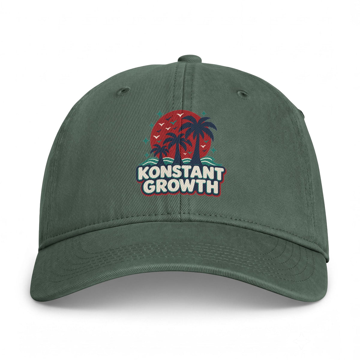 Coastal Washed Cap — 'Konstant Growth' Vintage Palm Beach Hat Printify
