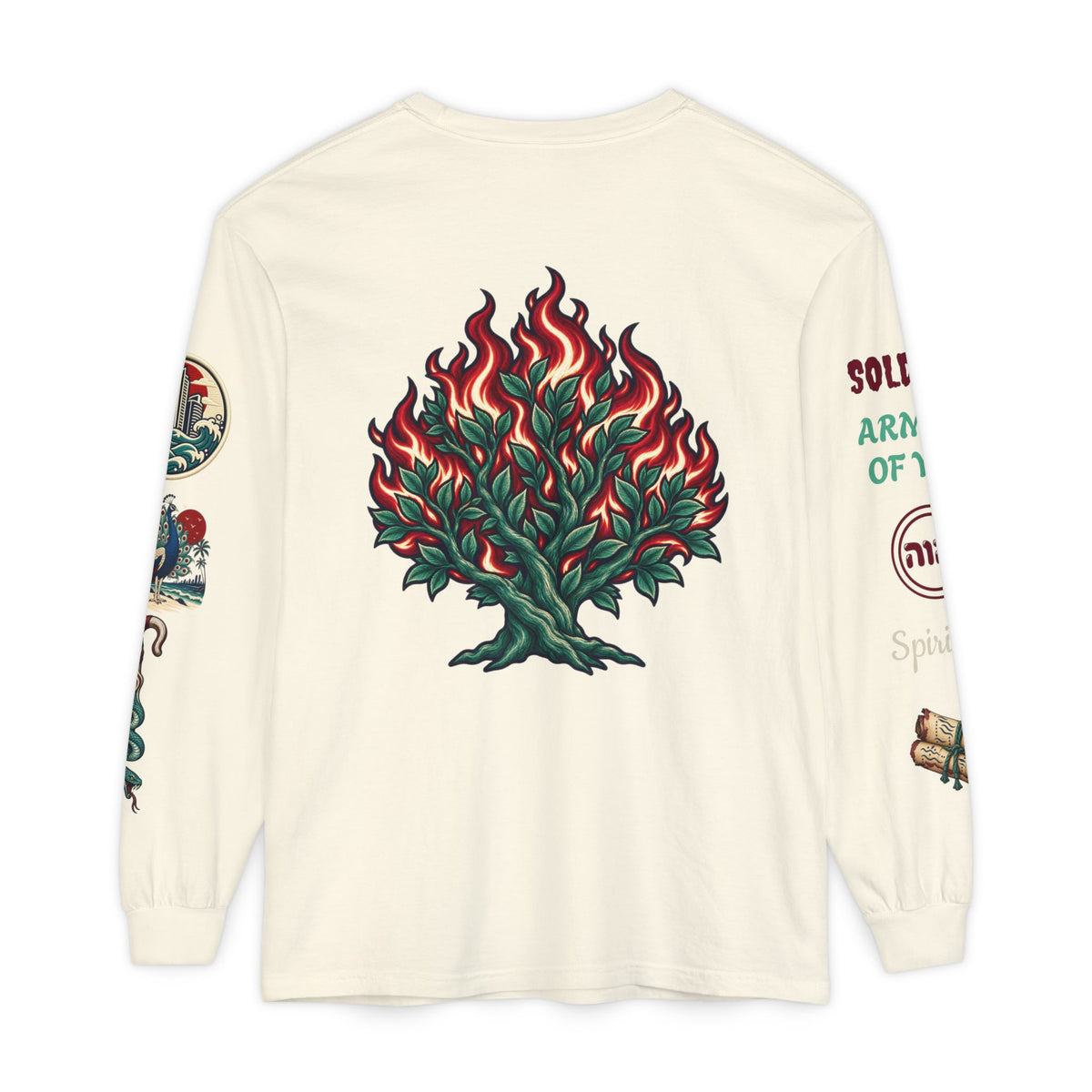 Long Sleeve Tee — "Konstant Growth" Spiritual Palm & Burning Bush Graphic Printify