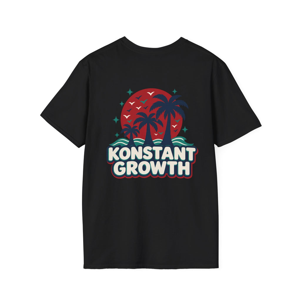 Konstant Growth T-Shirt — Retro Palm Sunset Design