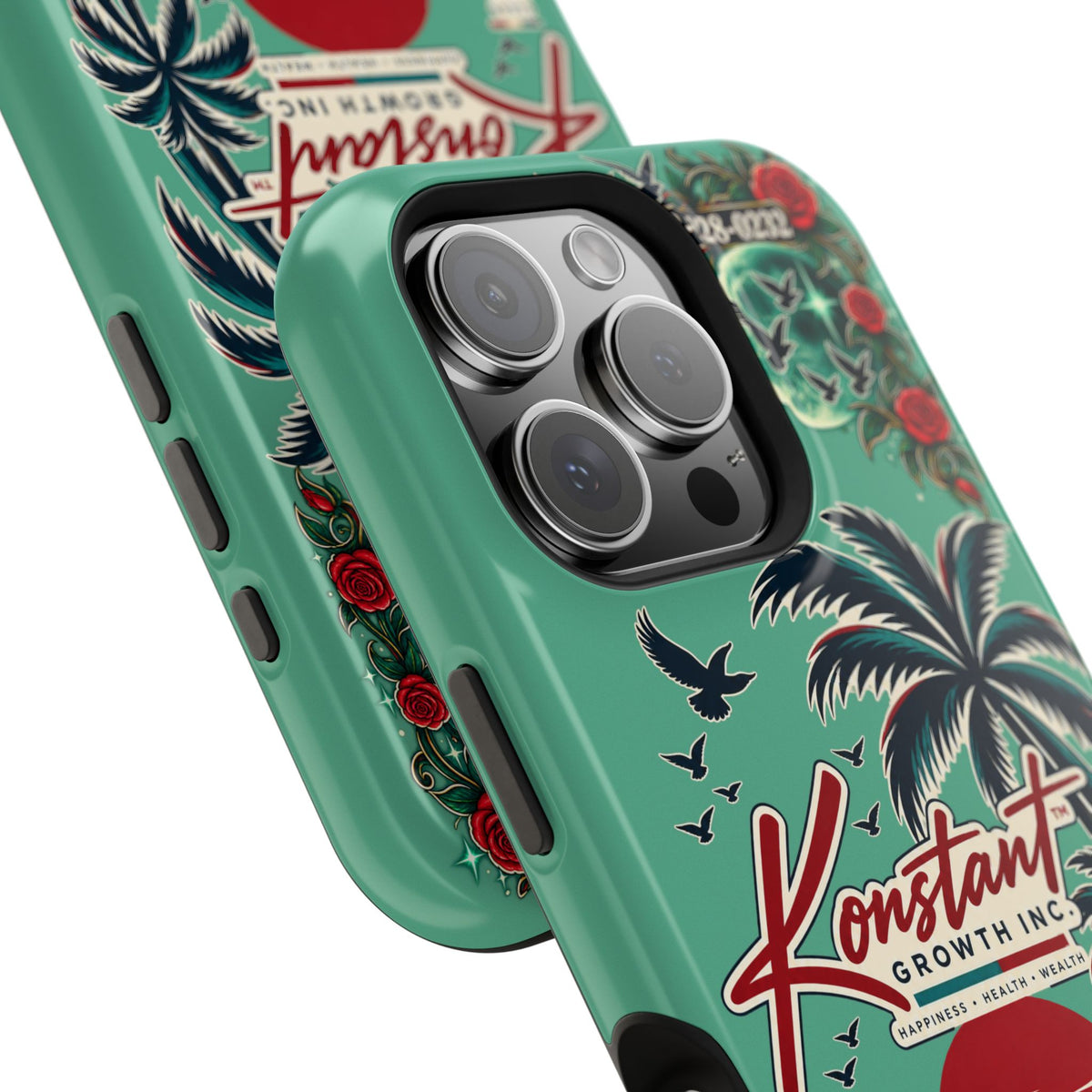 Tropical Palm Impact Phone Case — "Konstant Growth Inc." Retro Sunset Floral Design