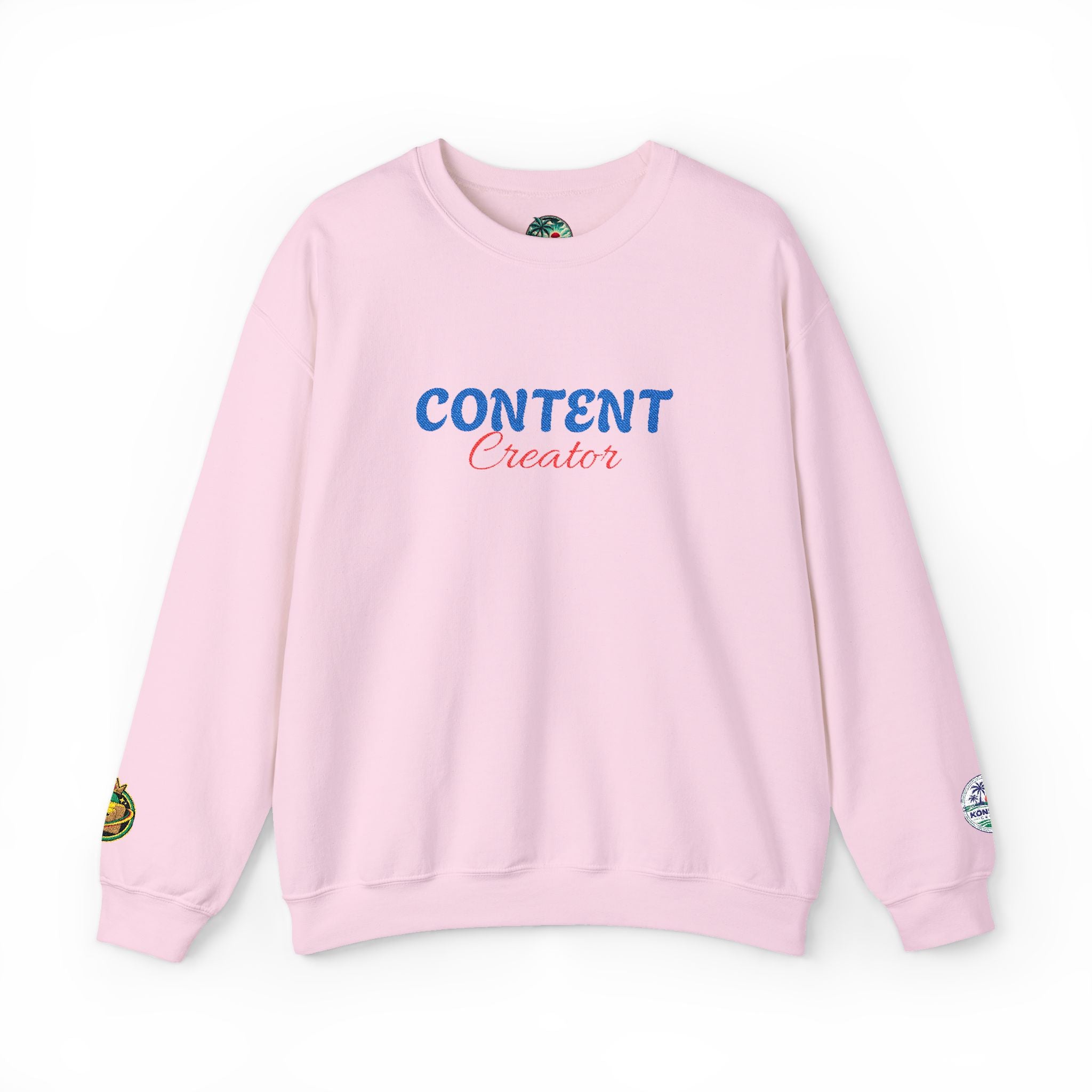 Content Creator Sweatshirt | Embroidered Script Logo, White Crewneck