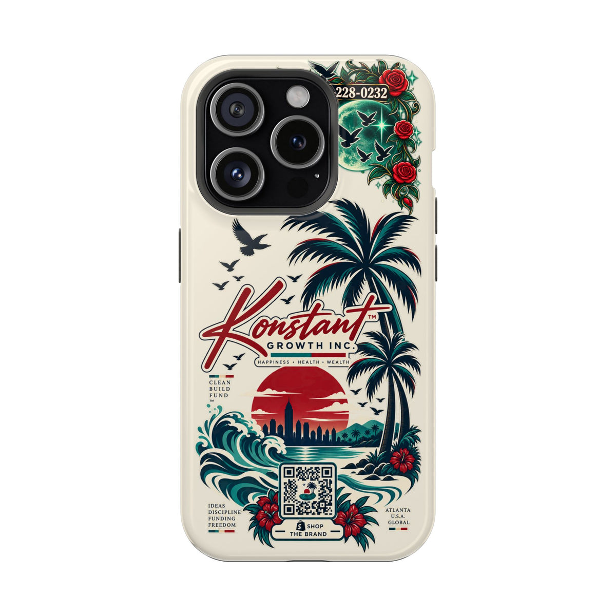 Tropical Palm Phone Case — "Konstant Growth Inc." Impact-Resistant Protective Case Printify