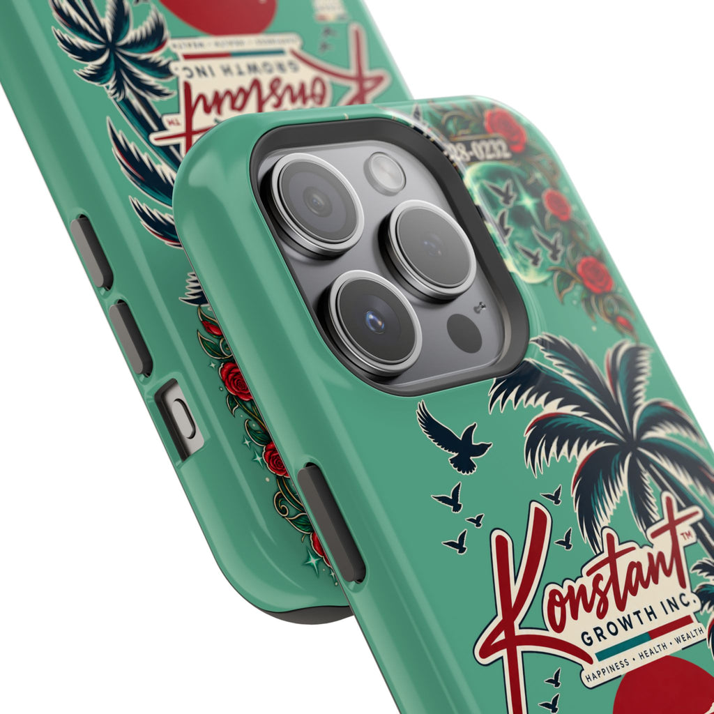 Tropical Palm Impact Phone Case — "Konstant Growth Inc." Retro Sunset Floral Design