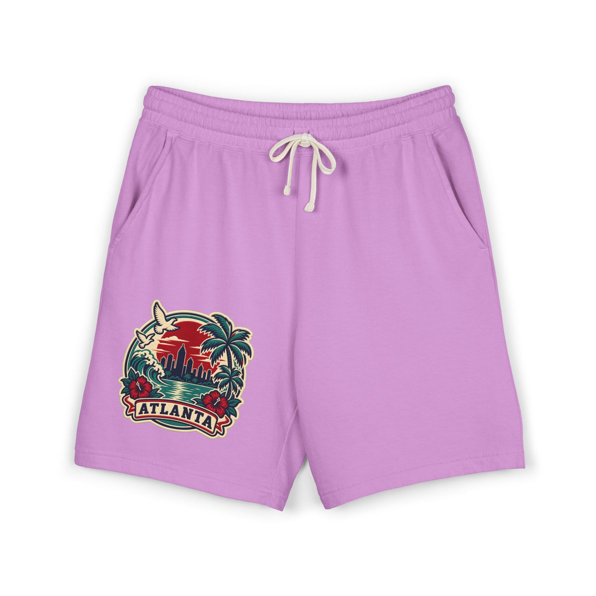 Atlanta Vintage Sunset Sweat Shorts — Garment-Dyed Fleece Printify