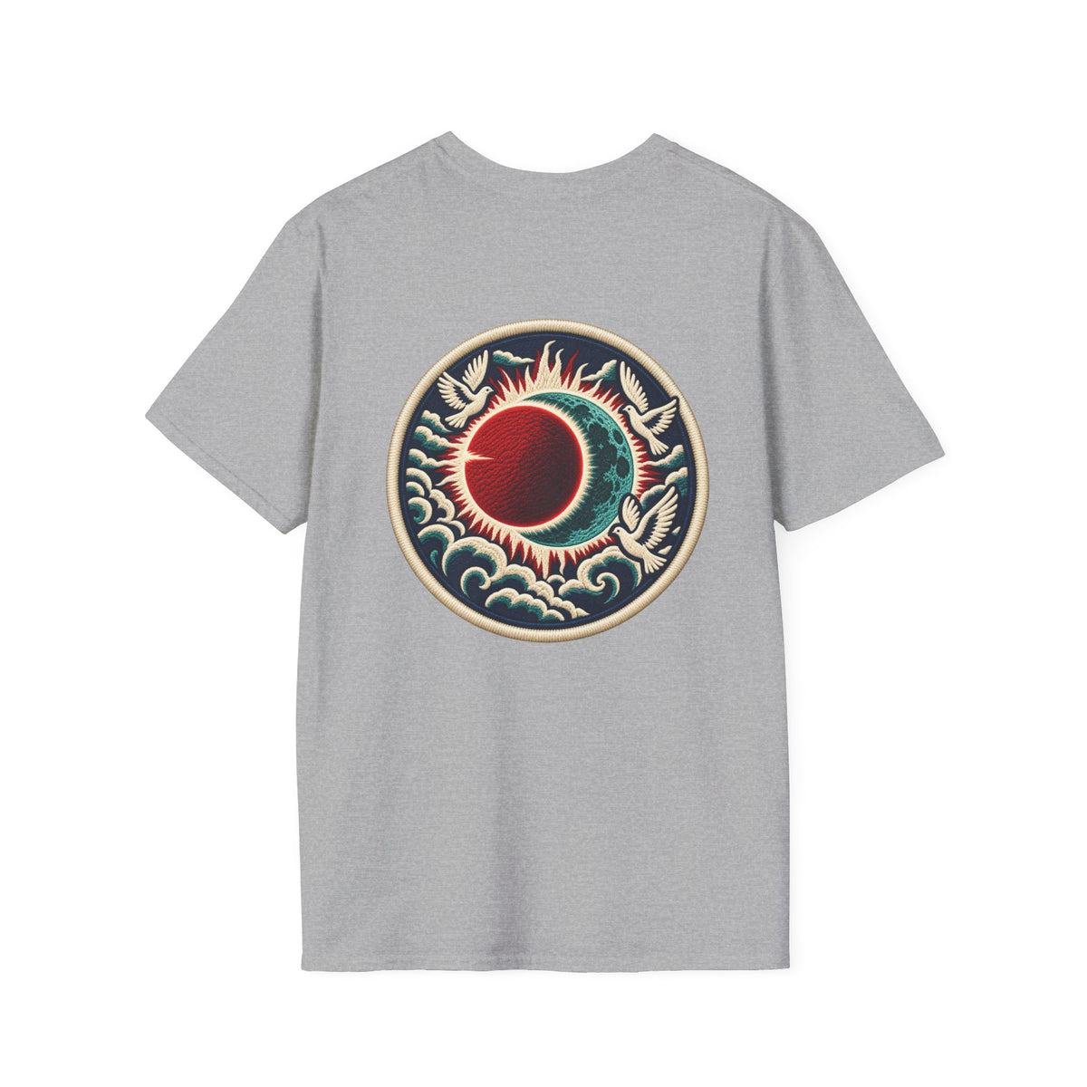 Eclipse Crest T-Shirt — Vintage Floral KG Logo Printify