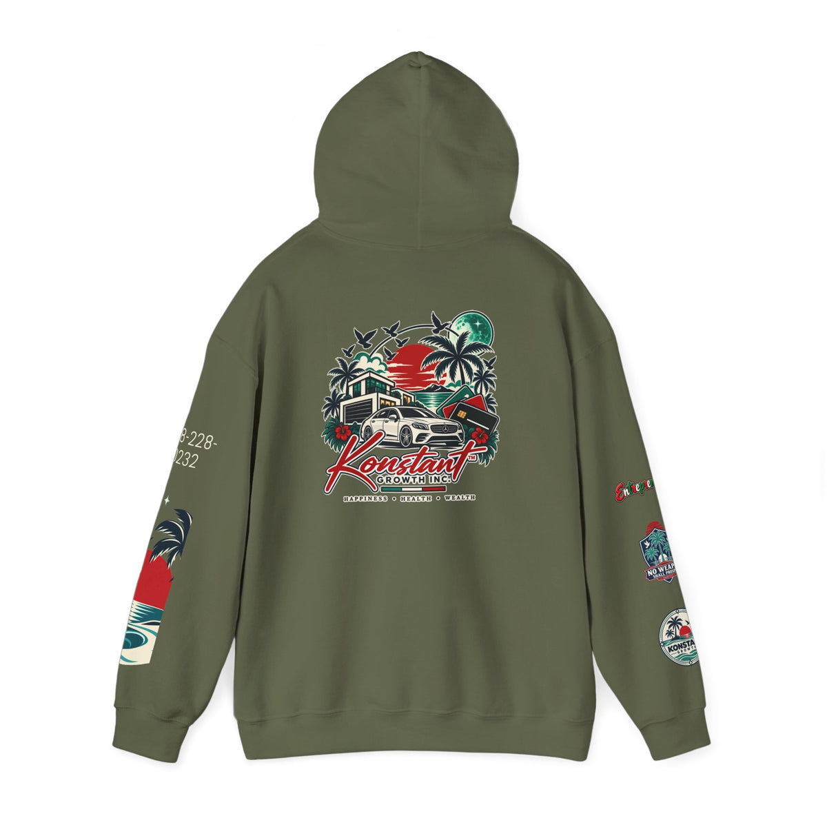 Blessed Hoodie | Surfer Palm Wave Graphic Hoodie, Tropical Beach Sweatshirt