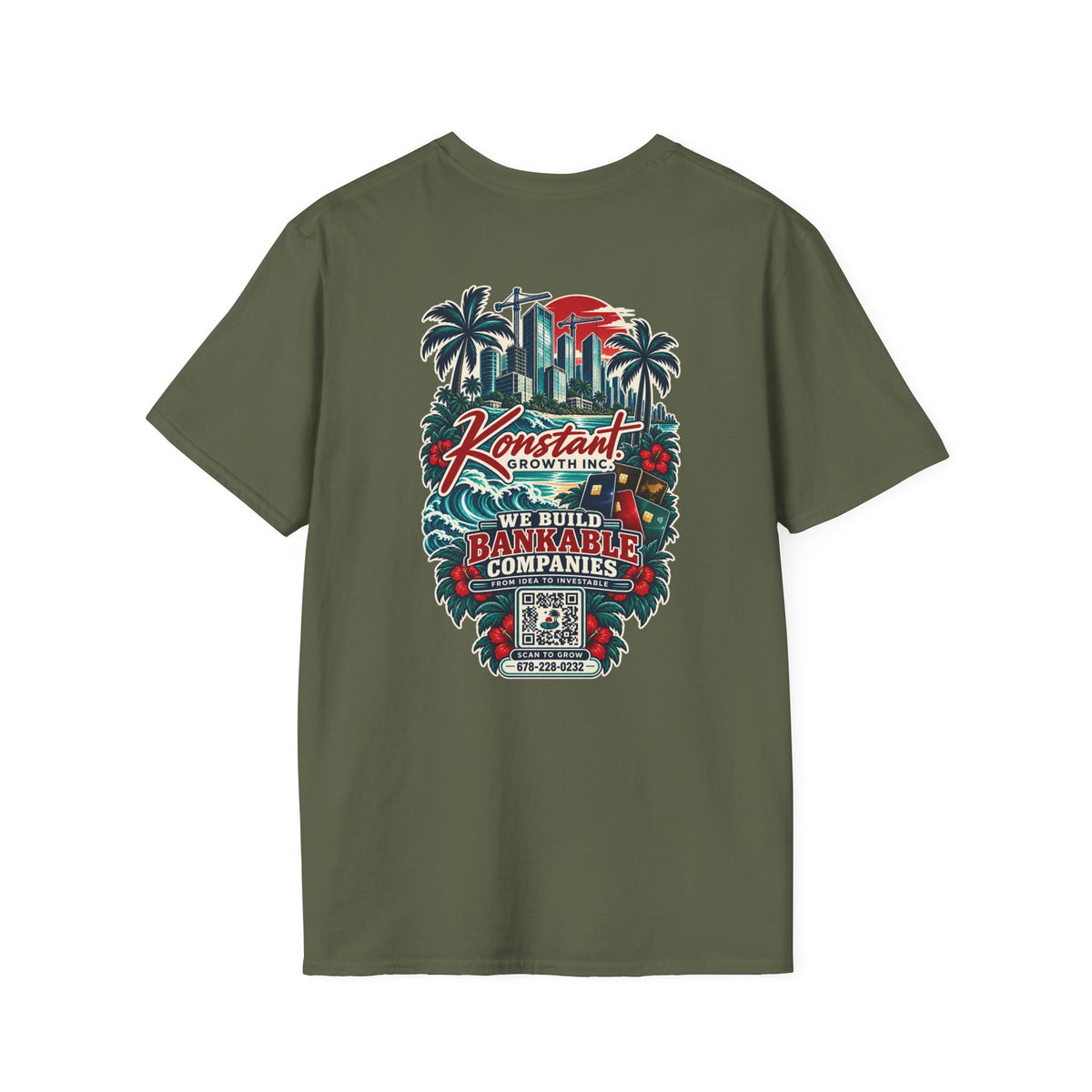 Konstant Growth Co. T‑Shirt — 'We Build Bankable Companies' Tropical Logo Tee