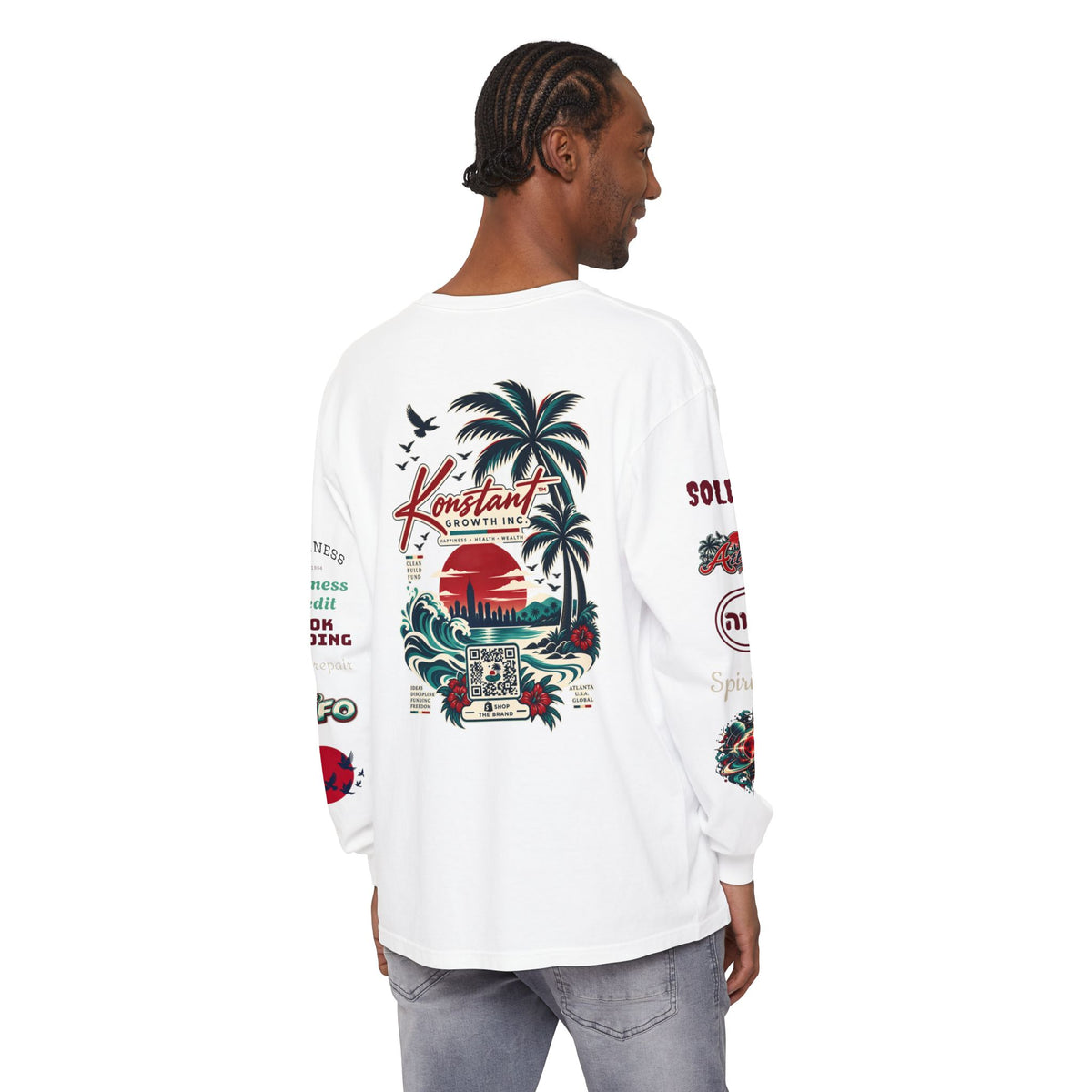 Konstant Growth Long Sleeve T-Shirt — Tropical Palm Surf Graphic