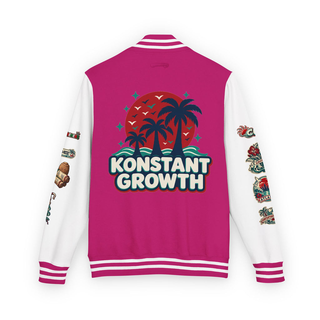Letterman Jacket — "Konstant Growth" Palm Graphic with "Happiness Health Wealth" Chest Patch