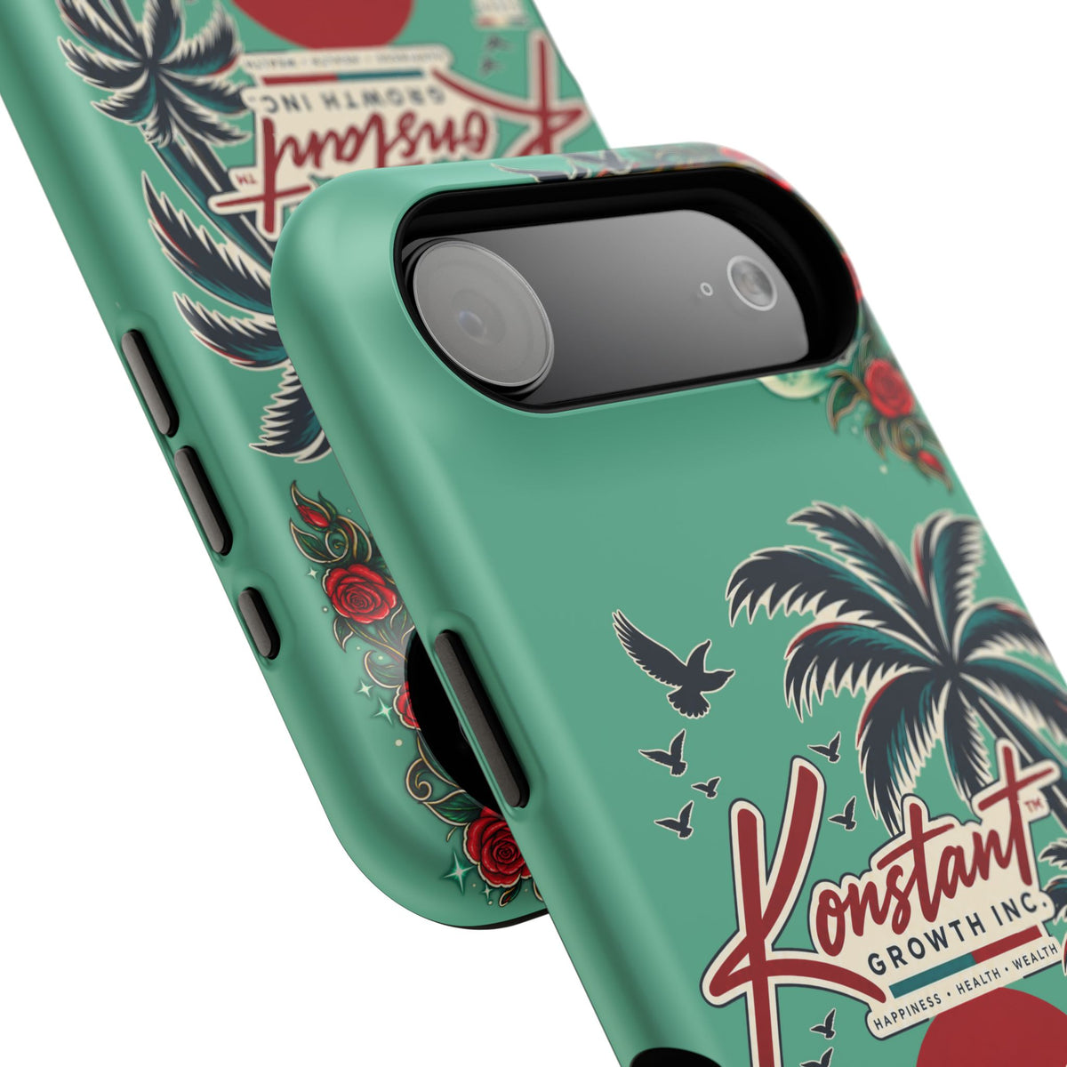Tropical Palm Impact Phone Case — "Konstant Growth Inc." Retro Sunset Floral Design