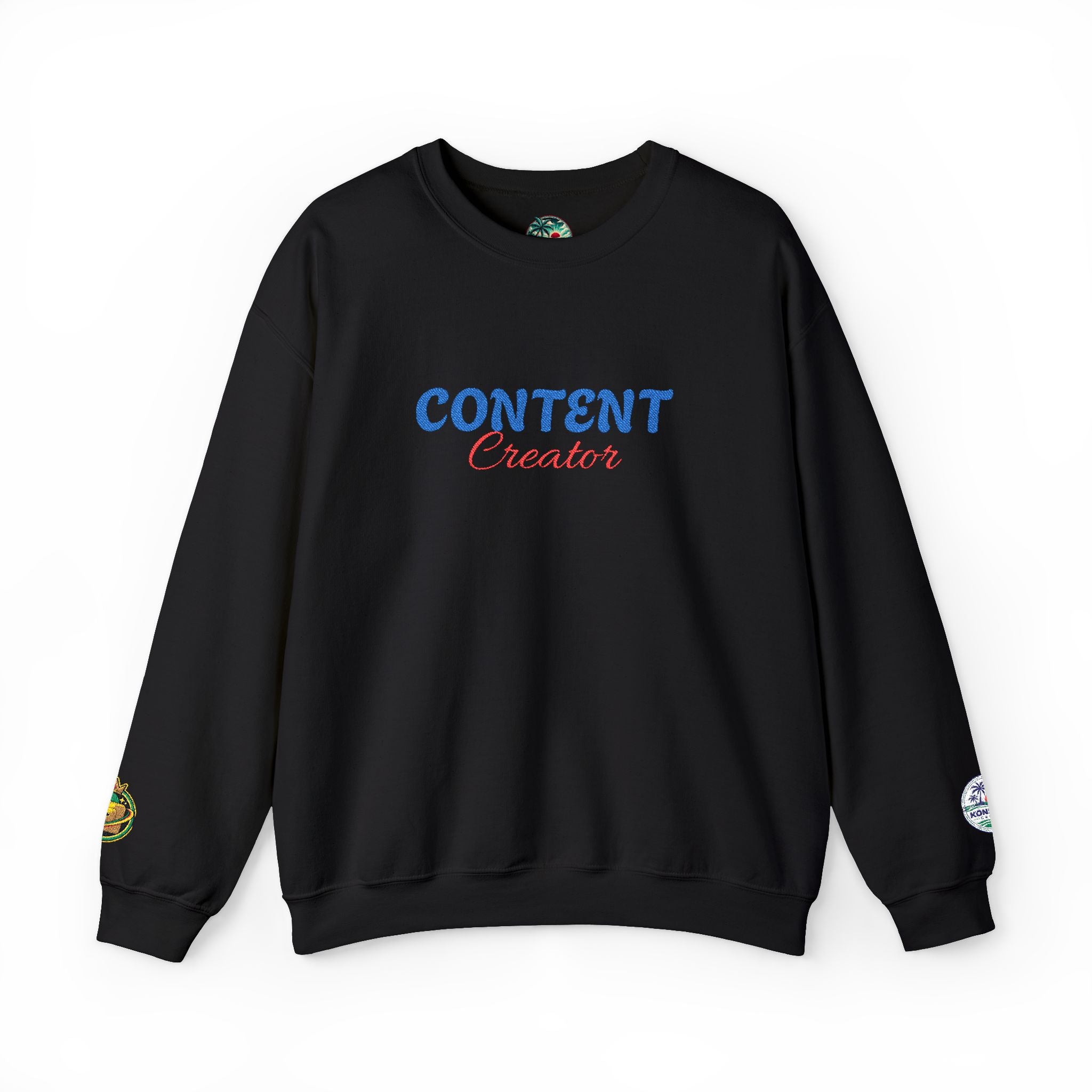 Content Creator Sweatshirt | Embroidered Script Logo, White Crewneck