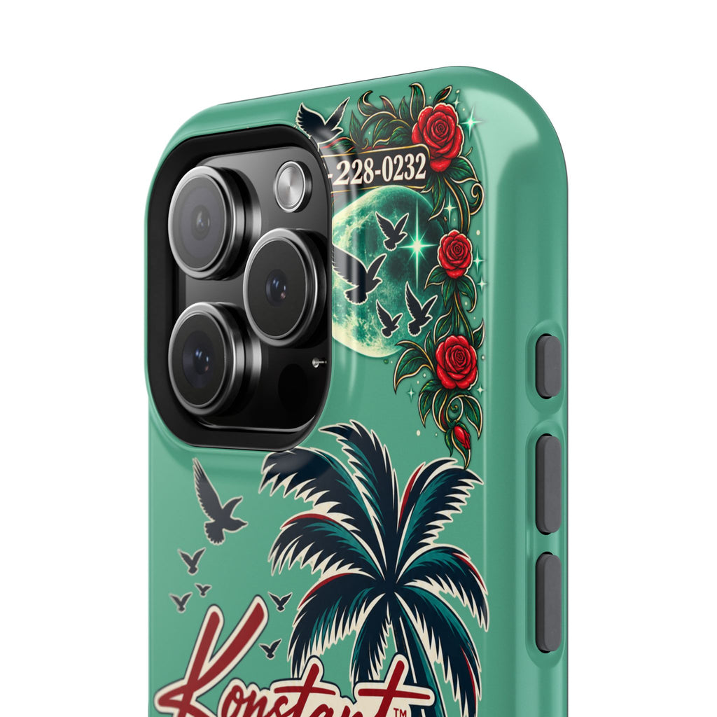 Tropical Palm Impact Phone Case — "Konstant Growth Inc." Retro Sunset Floral Design