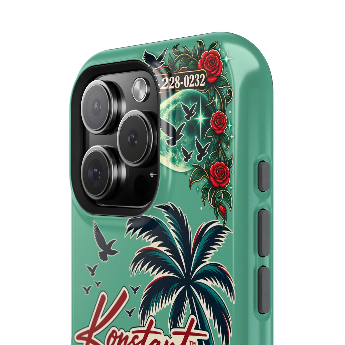Tropical Palm Impact Phone Case — "Konstant Growth Inc." Retro Sunset Floral Design