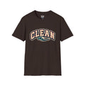 Clean Wave T-Shirt — Vintage Surf Logo Tee (beach palms, "CLEAN")
