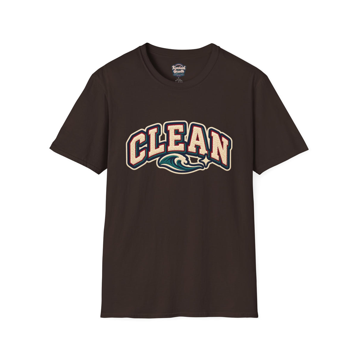 Clean Wave T-Shirt — Vintage Surf Logo Tee (beach palms, "CLEAN")