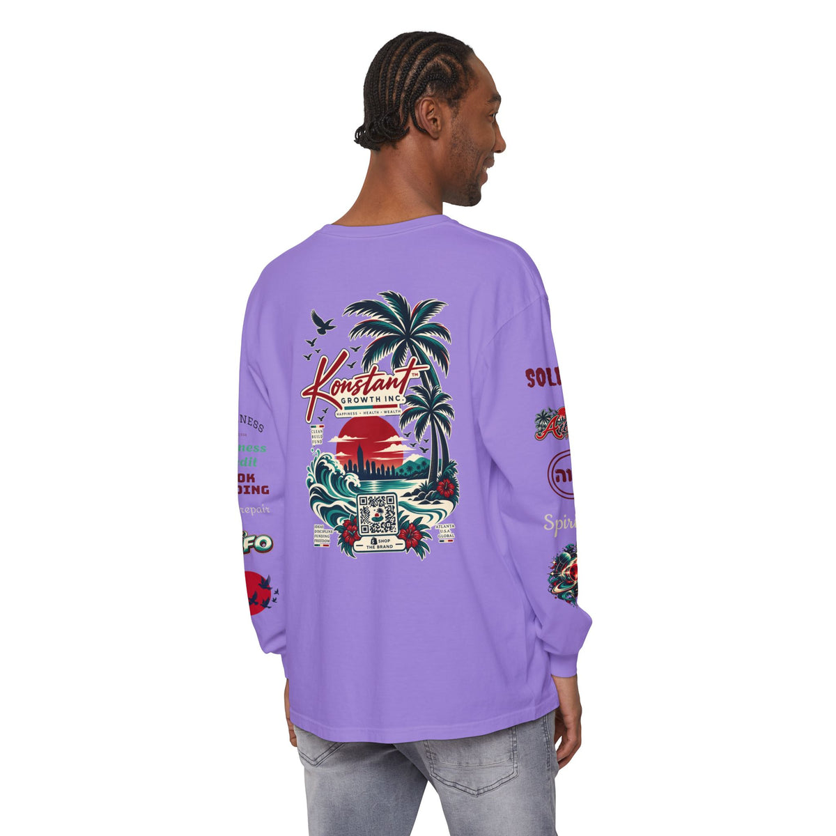 Konstant Growth Long Sleeve T-Shirt — Tropical Palm Surf Graphic