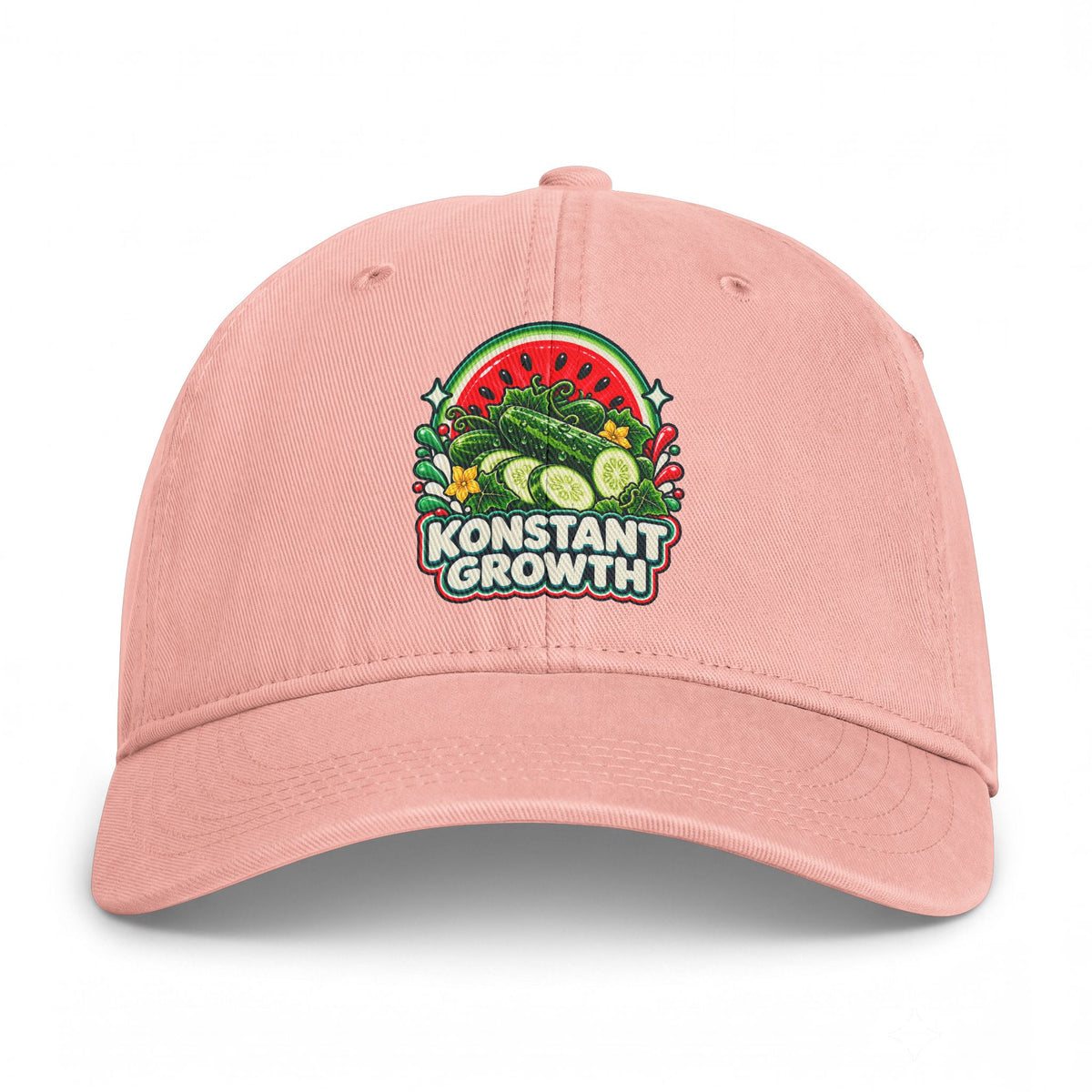 Embroidered 'Konstant Growth' Fruit Patch Cap — Washed Coastal Dad Hat Printify