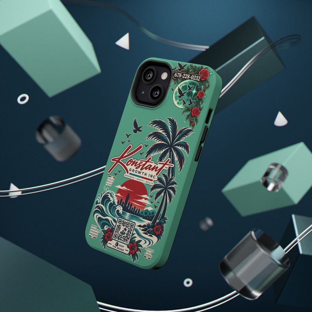 Tropical Palm Impact Phone Case — "Konstant Growth Inc." Retro Sunset Floral Design