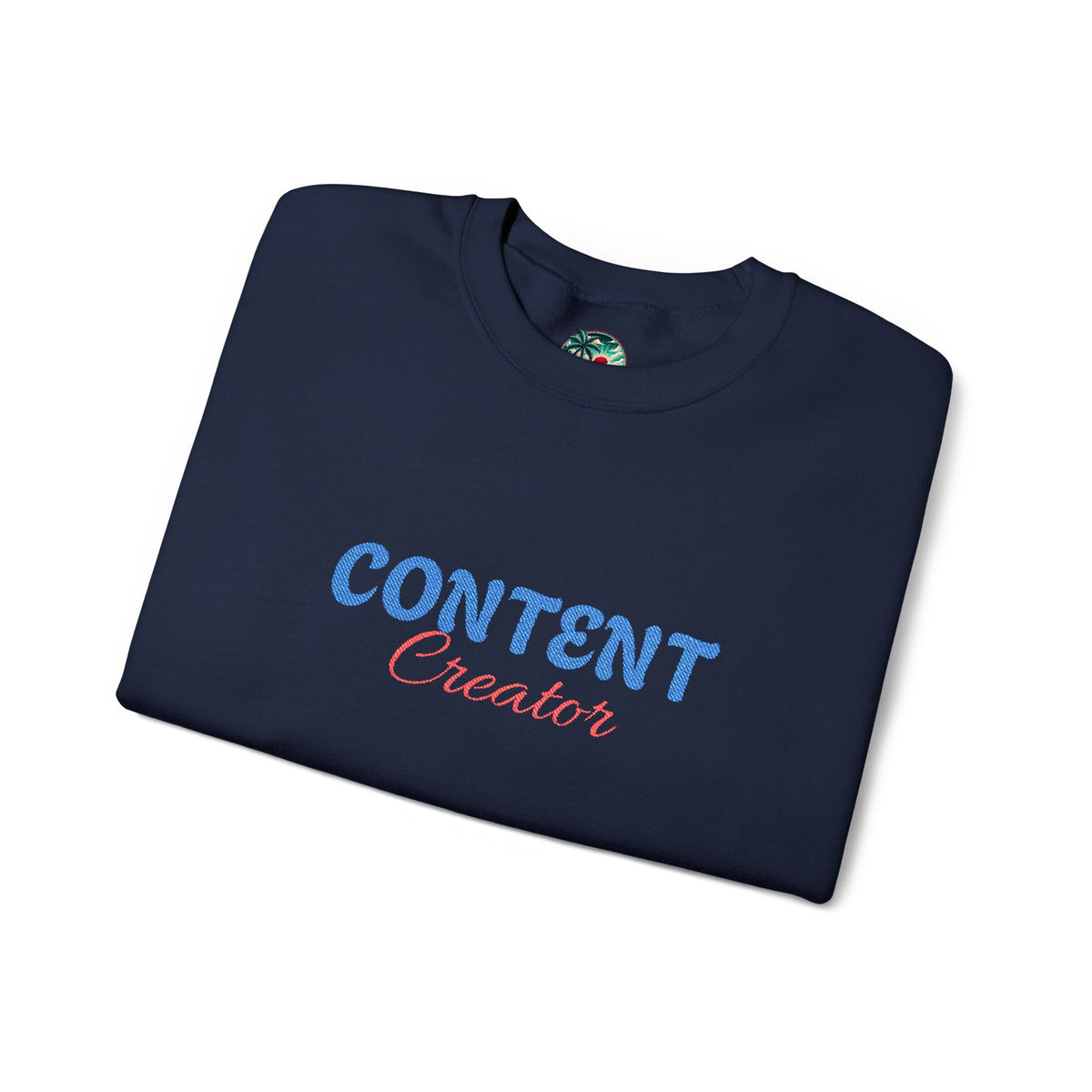Content Creator Sweatshirt | Embroidered Script Logo, White Crewneck